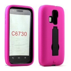 Kyocera Hydro Icon C6730 Armor Hybrid Stand Case (Hot Pink Black)